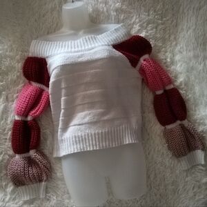 SHEIN Women's Off-the-Shoulder Ribbed Knit Crop Sweater